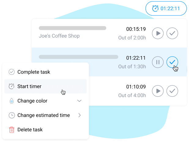 Track time spent by employees on each task completion
